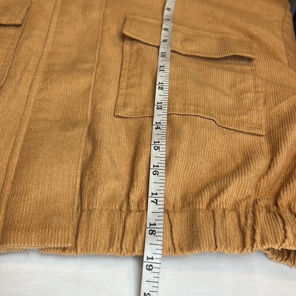 𝅺LA Hearts cropped corduroy Full zip full snap jacket size medium tan New M - Picture 9 of 10
